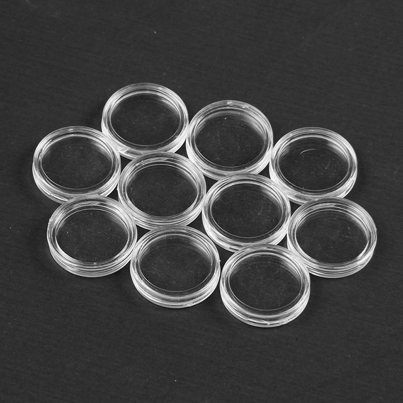 10 Pcs 28mm Clear Round Cases Coin Storage  Container Coin Collecting Box New