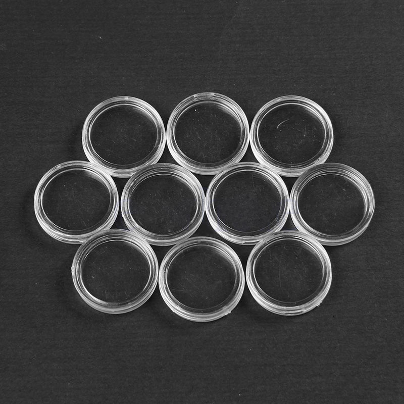 10 Pcs 28mm Clear Round Cases Coin Storage  Container Coin Collecting Box New