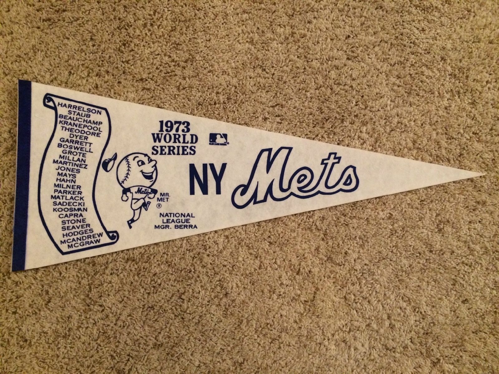 Vintage 1973 New York Mets World Series Full Size Pennant