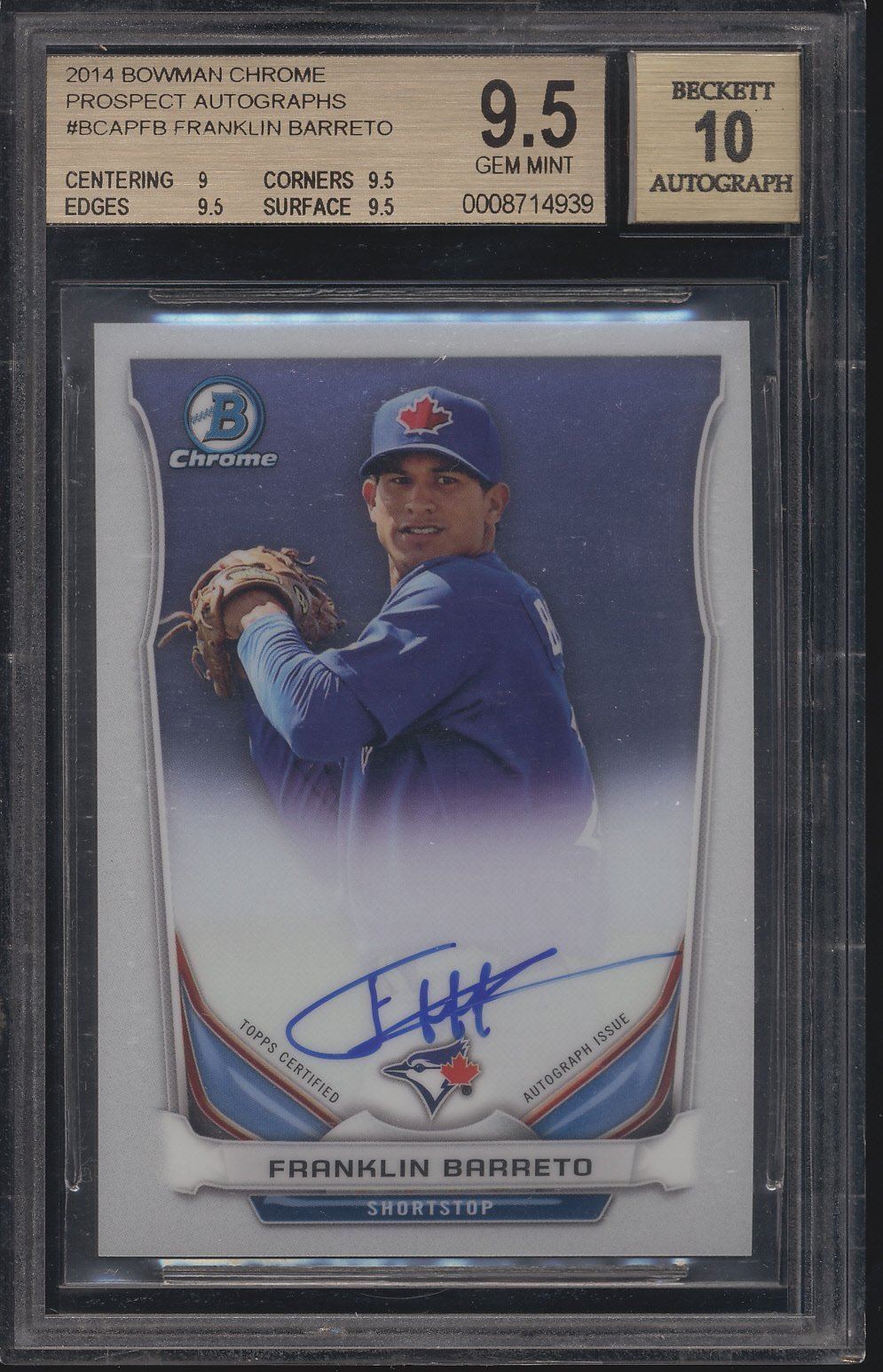 2014 Bowman Chrome Franklin Barreto RC Rookie Auto Autograph BGS 9.5 10