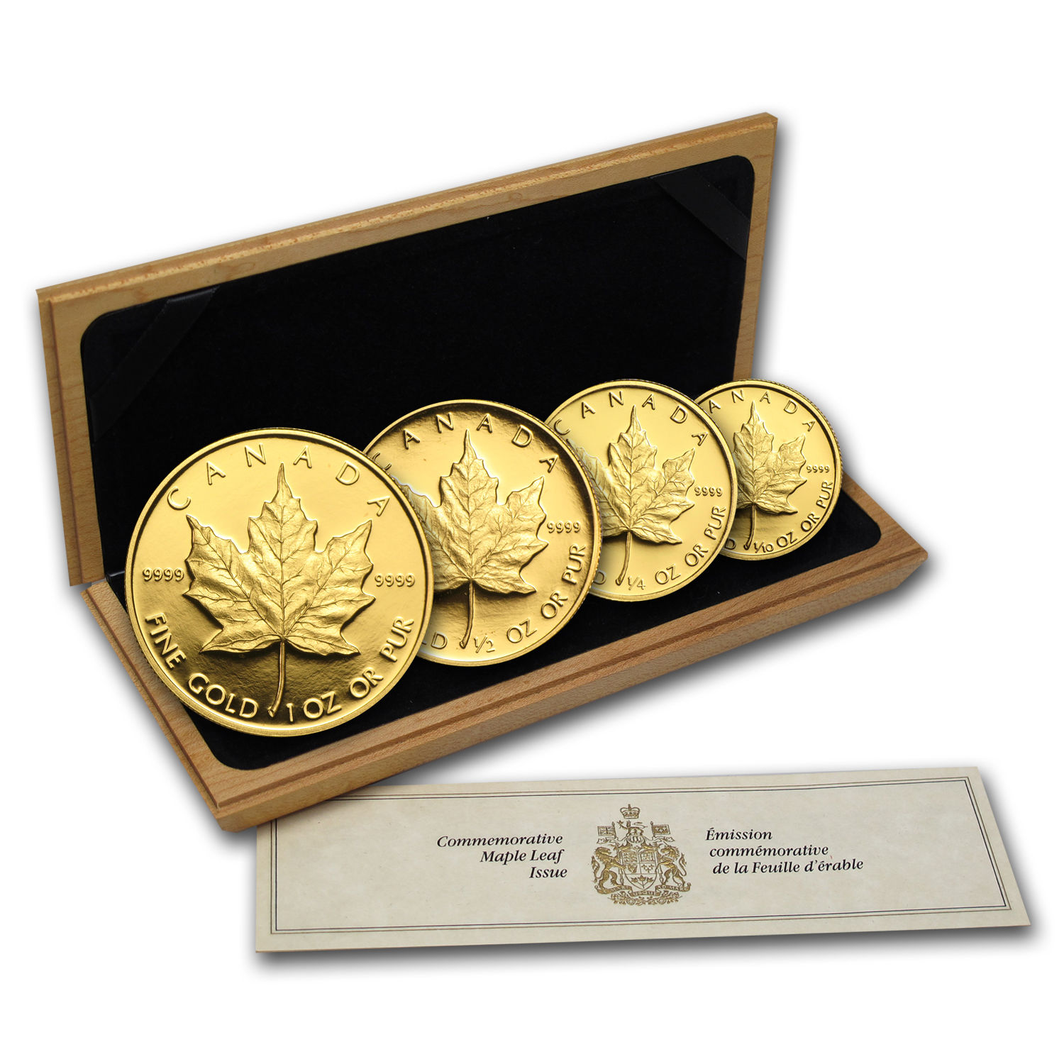 1989 Canada 4-Coin Gold Maple Leaf PF Set (10th Anniv, Box & COA) - SKU #49813
