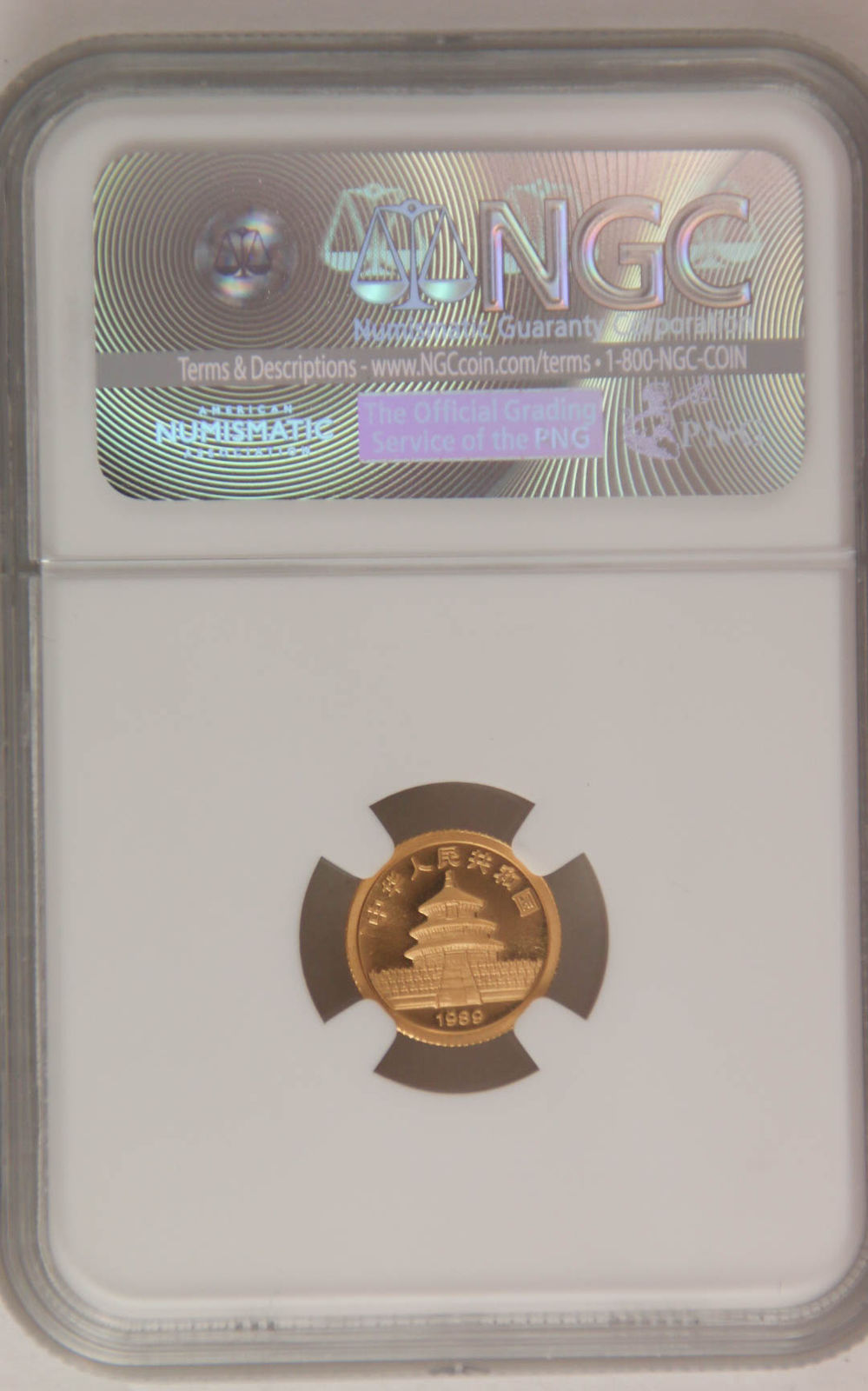 1989 CHINA GOLD PANDA 5 YUAN SMALL DATE NGC MS69