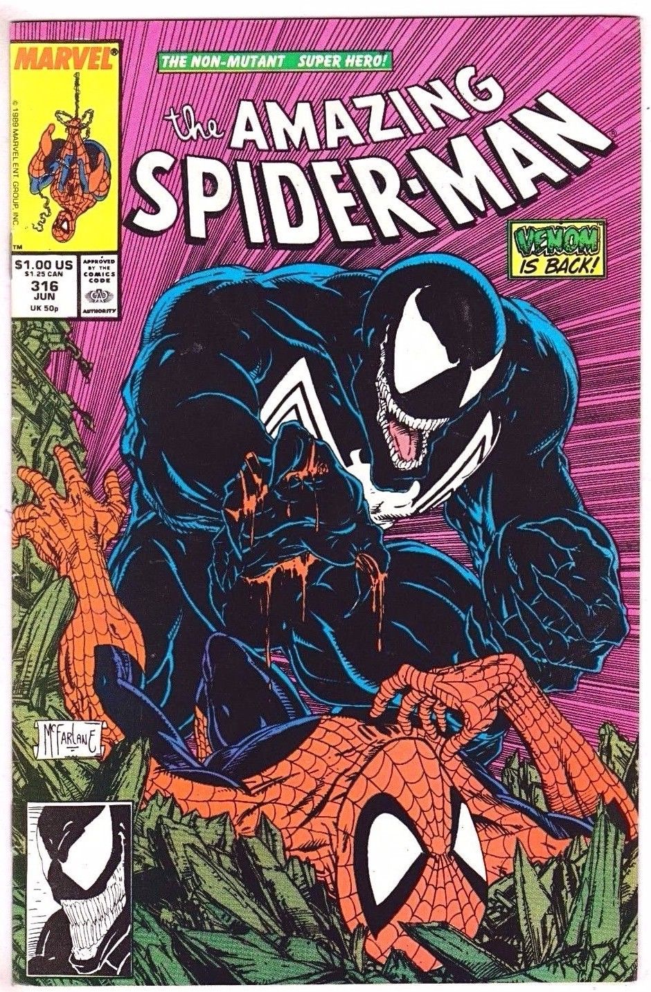 AMAZING SPIDER-MAN#316 VF 1989 FIRST VENOM COVER TODD MCFARLANE MARVEL COMICS