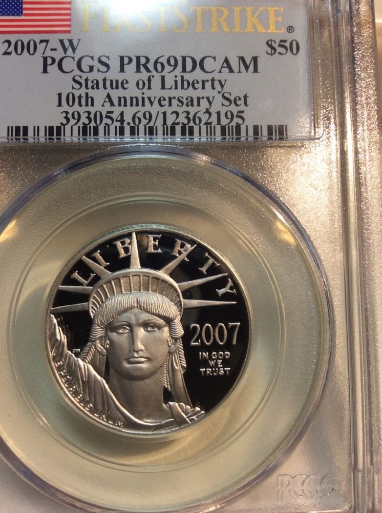 2007 W $50 10TH ANNIVERSARY SET PLATINUM EAGLE 1/2OZ. PCGS PR69DCAM FIRST STRIKE