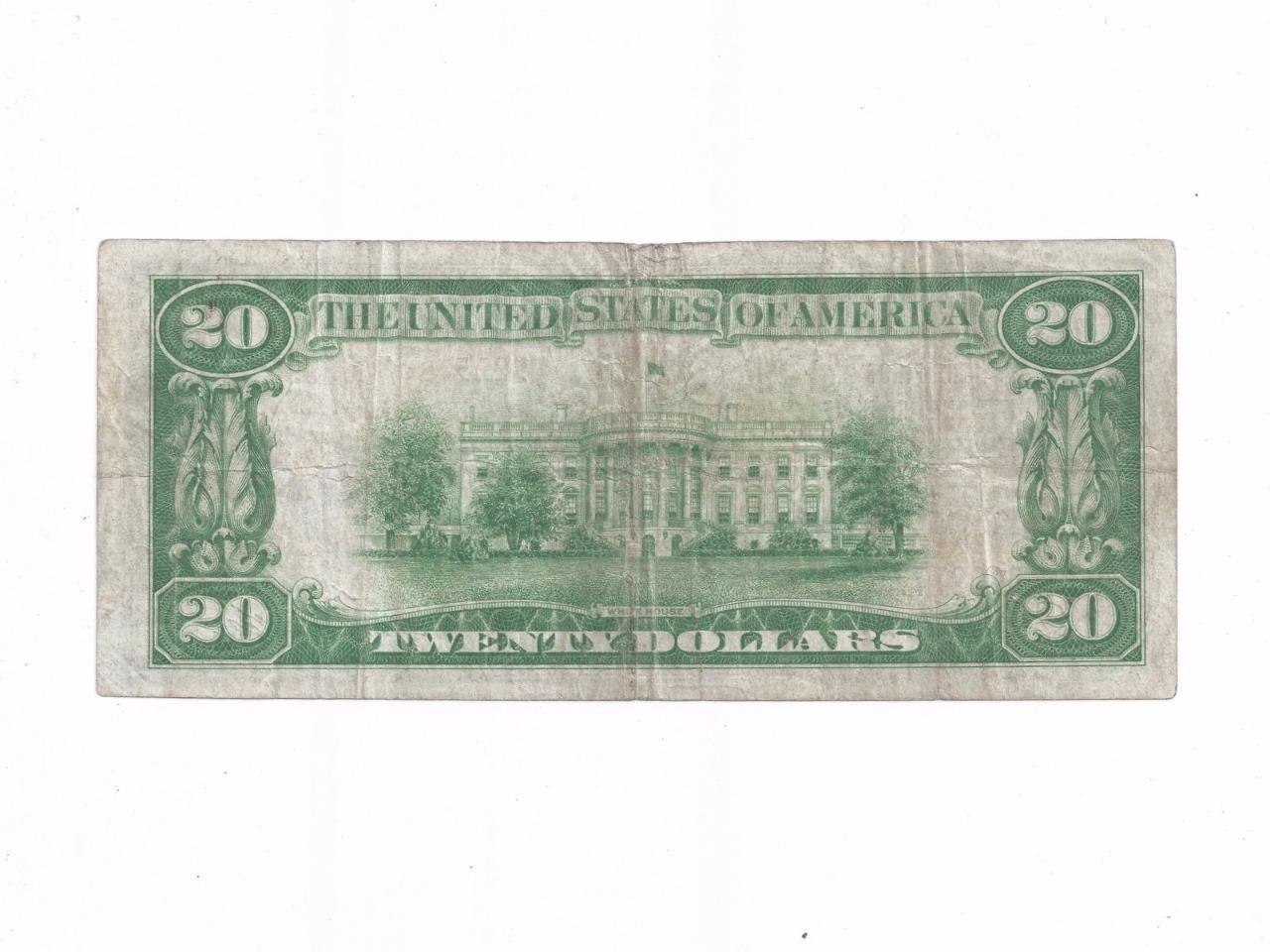 1929 Type 2 First National Bank Of Perth Amboy NJ 5215 $20 Note - 1 of 2 Known