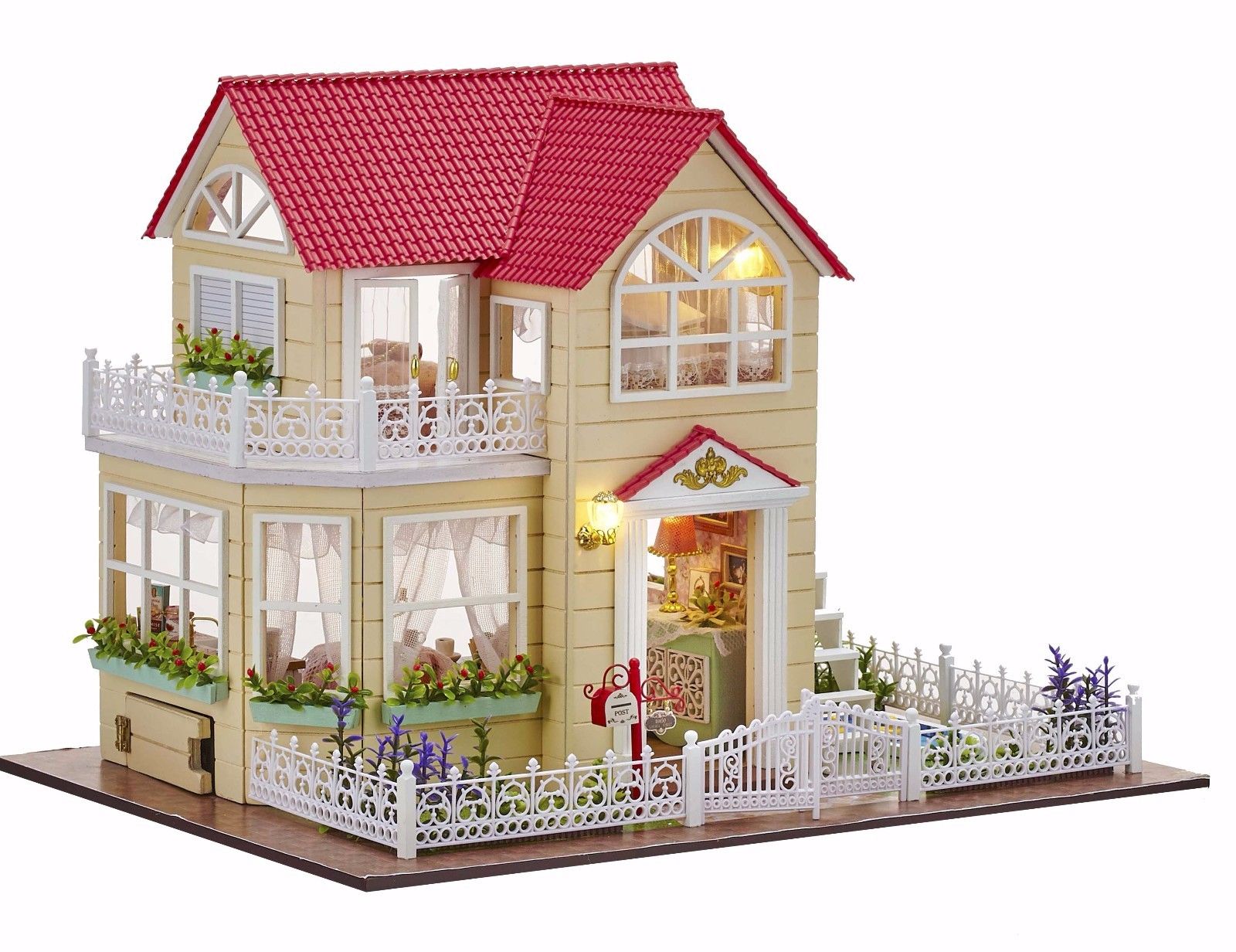 New Dollhouse Miniature DIY Kit Dolls House With Furniture Gift Princess Cottage