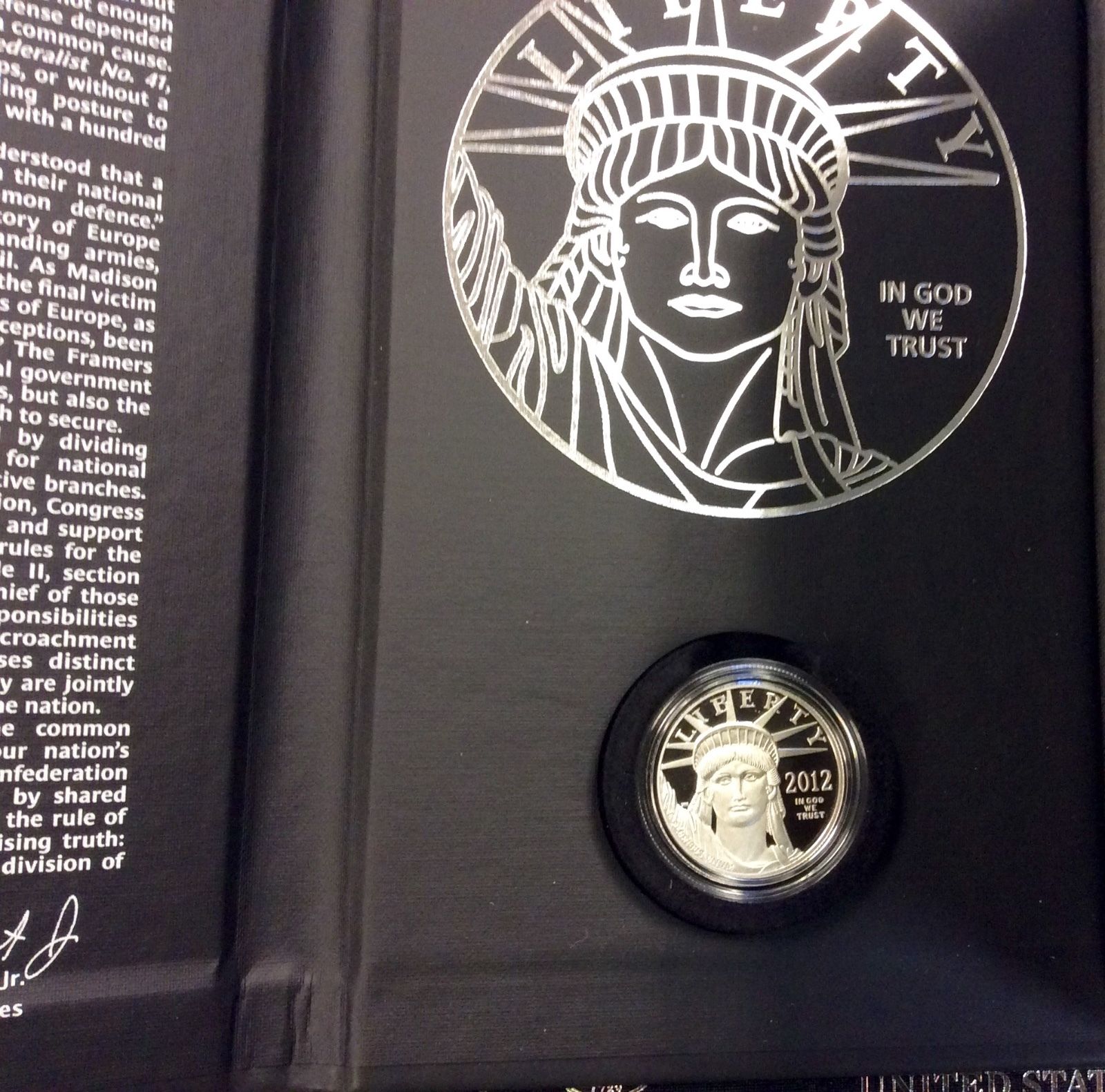 {BJSTAMPS} 2012 W PLATINUM EAGLE $100 PROOF PREAMBLE SERIES