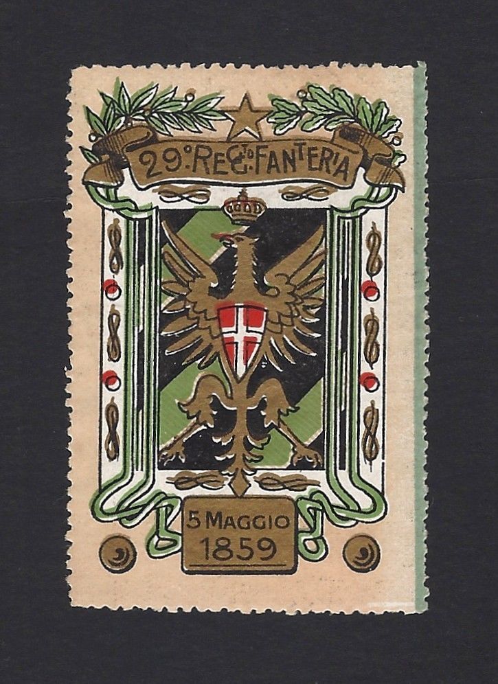 WW1 Delandre ITALIAN ARMY – 29th FANTERIA poster stamp mint