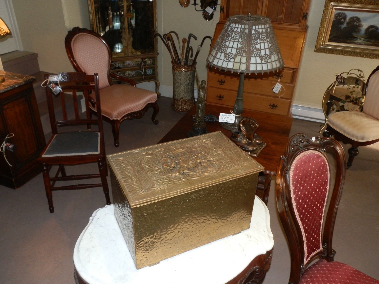 Sweet Embossed Vintage Brass Fireplace Hearth Kindling Box