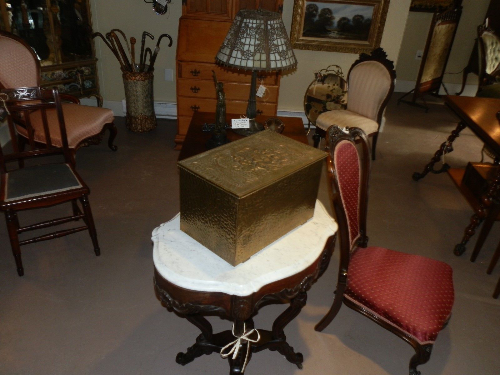 Sweet Embossed Vintage Brass Fireplace Hearth Kindling Box