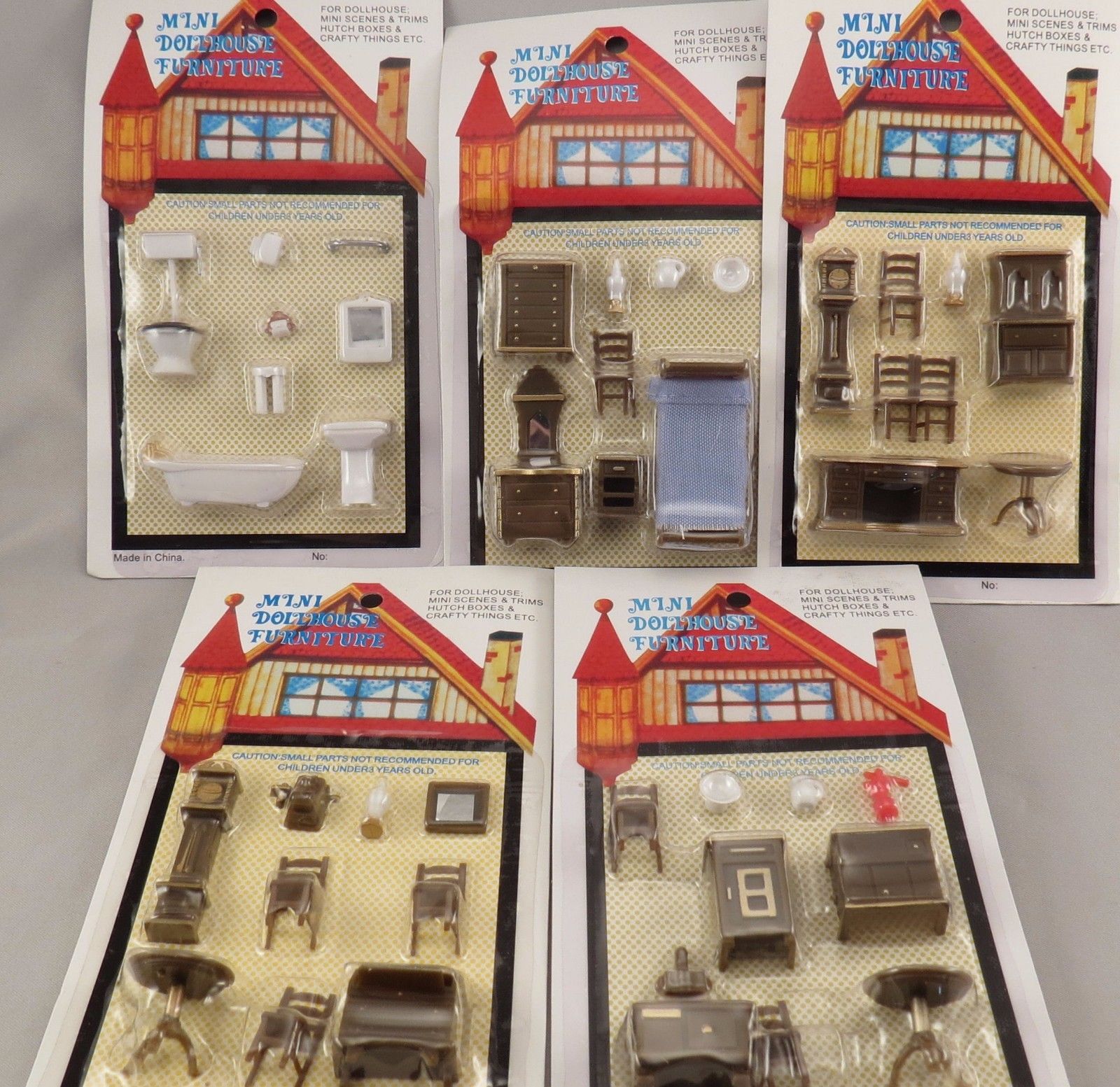 Miniature Dollhouse Furniture 1/4 1:48 Quarter Scale Lot of 5 Sets Kitchen NIP