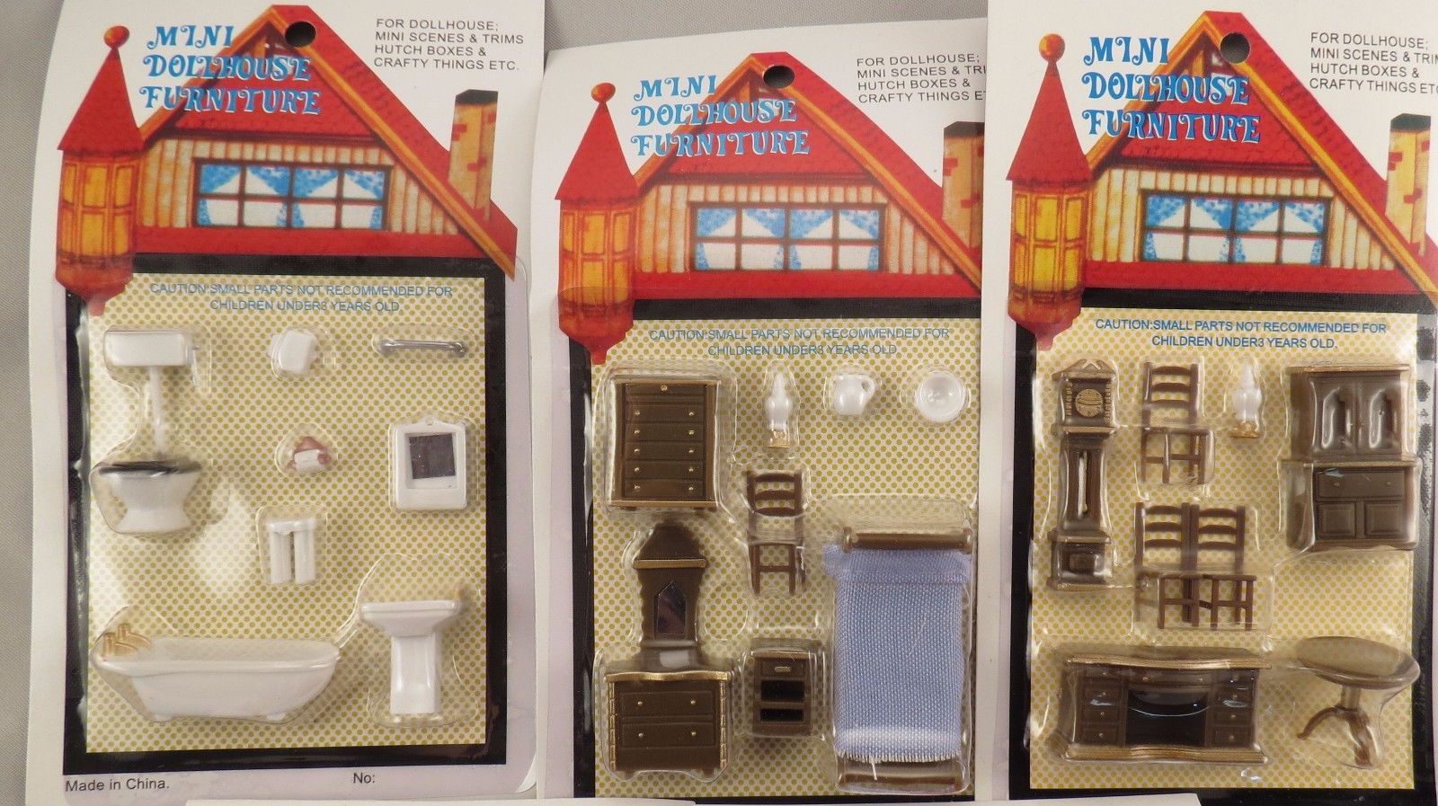 Miniature Dollhouse Furniture 1/4 1:48 Quarter Scale Lot of 5 Sets Kitchen NIP