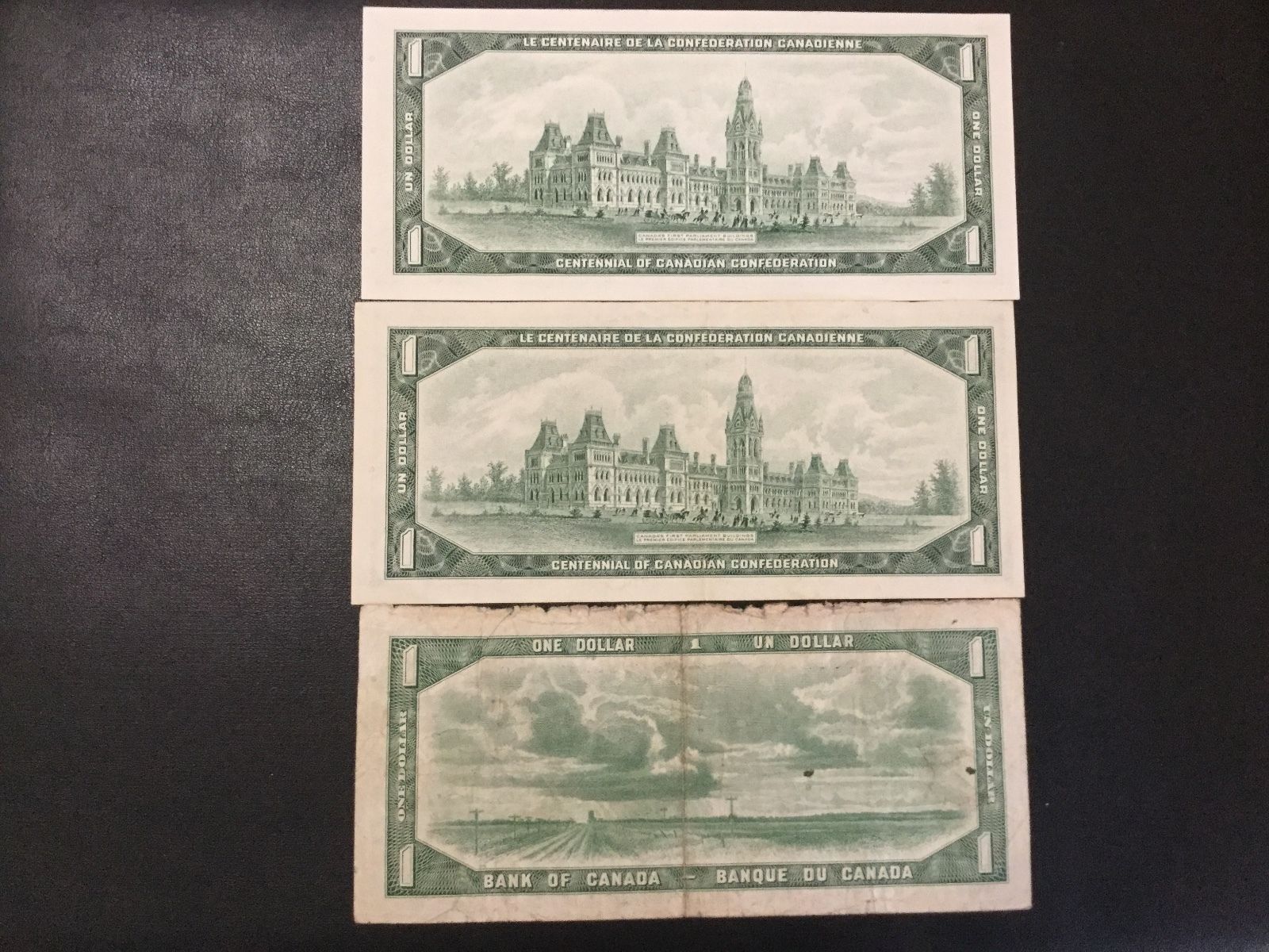 1954-1967 CANADA ONE DOLLAR PAPER MONEY - LOT OF 3 BANKNOTES !