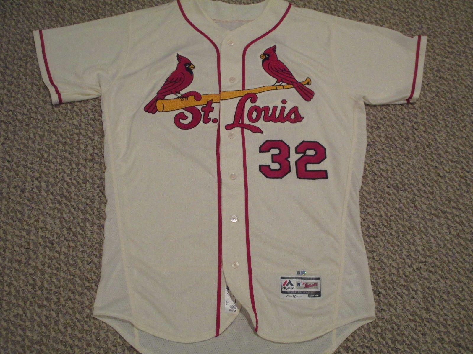 Matt Adams size 46 #32 2017 St. Louis Cardinals Alt Home Ivory game jersey MLB