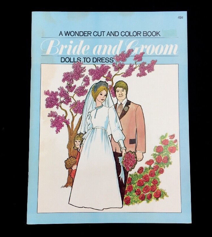 1971 Original Vintage Cut And Color Bride And Groom Wedding Paper Dolls Uncut