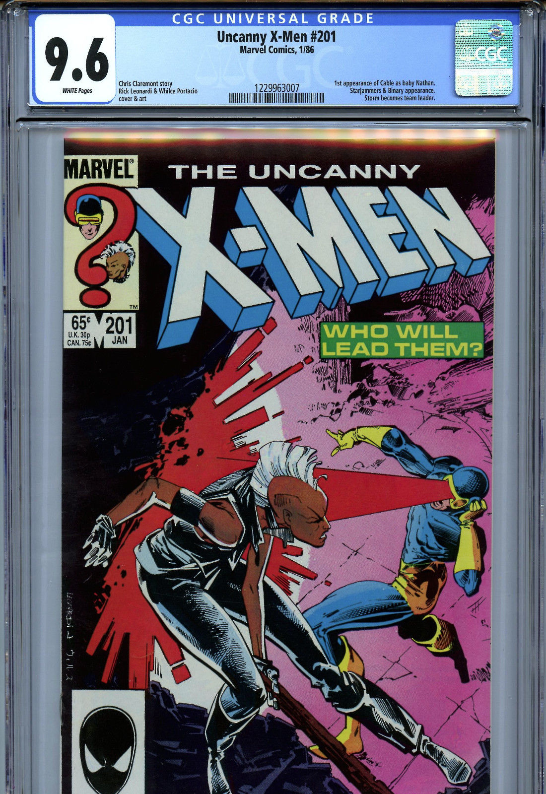 Uncanny X-Men #201 (1986) Marvel CGC 9.6 White 1st Cable As Baby Nathan