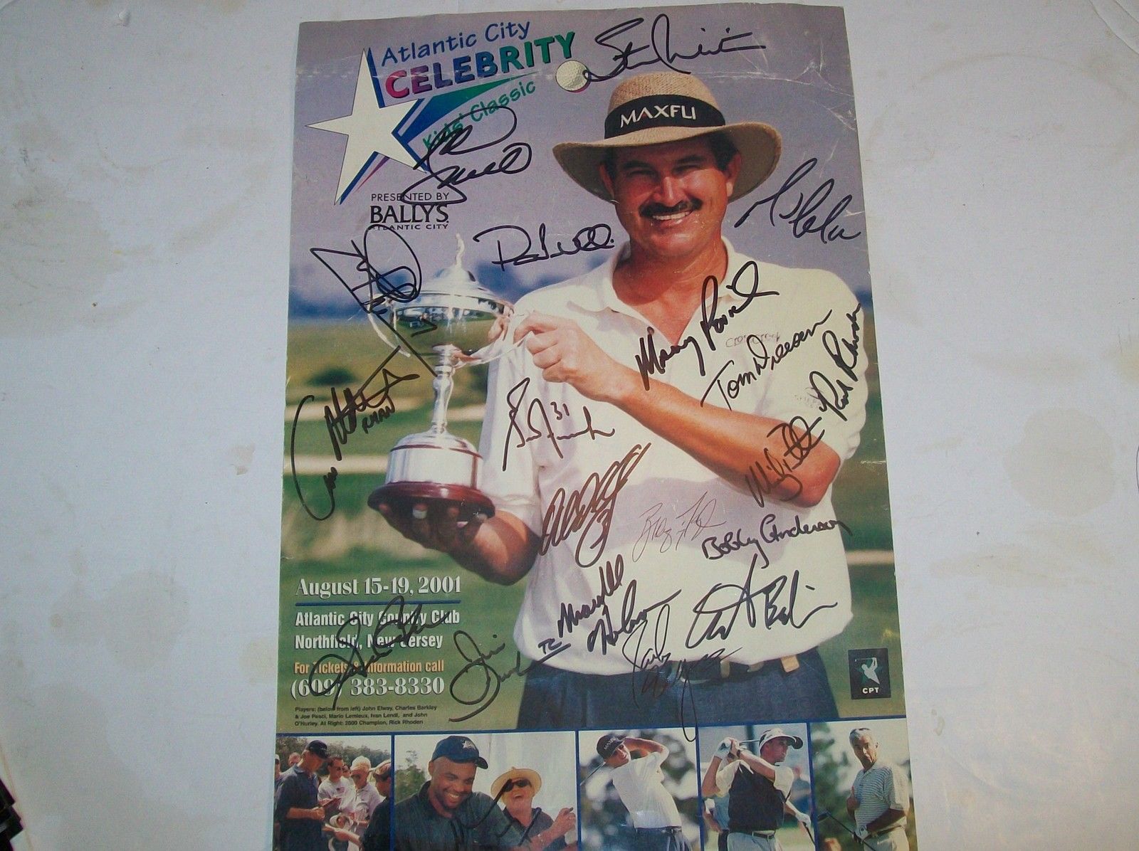 20 AUTOGRAPHS LOT POSTER A.C. GOLF CLASSIC LEMIEUX,THEISMANN,RHODEN,BARKLEY,FUHR