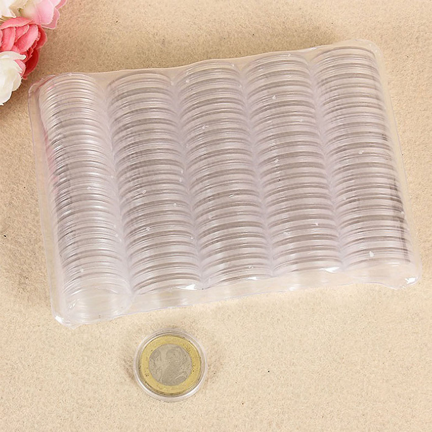 GUT 100PCS Clear Round Plastic Coin Capsules Containers Coin Protector Case 27mm