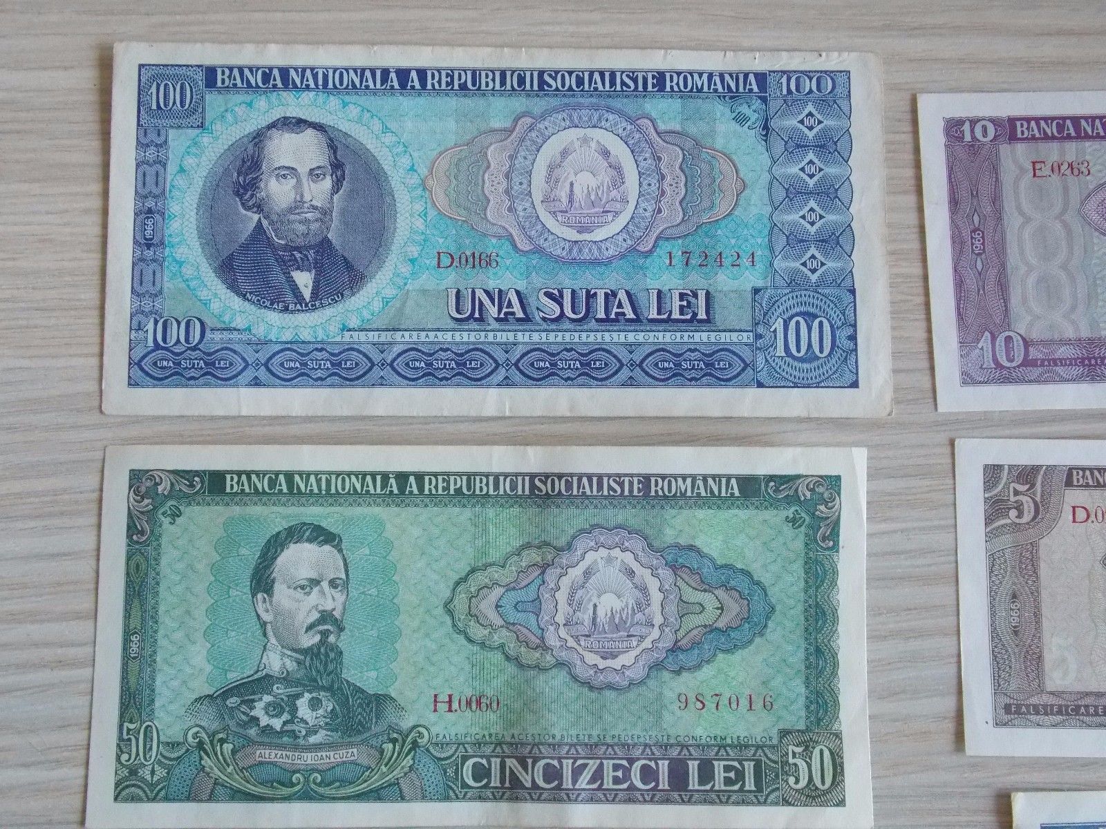 Lot of banknotes Romania RSR -1,3,5,10,25,50 and 100 -1966