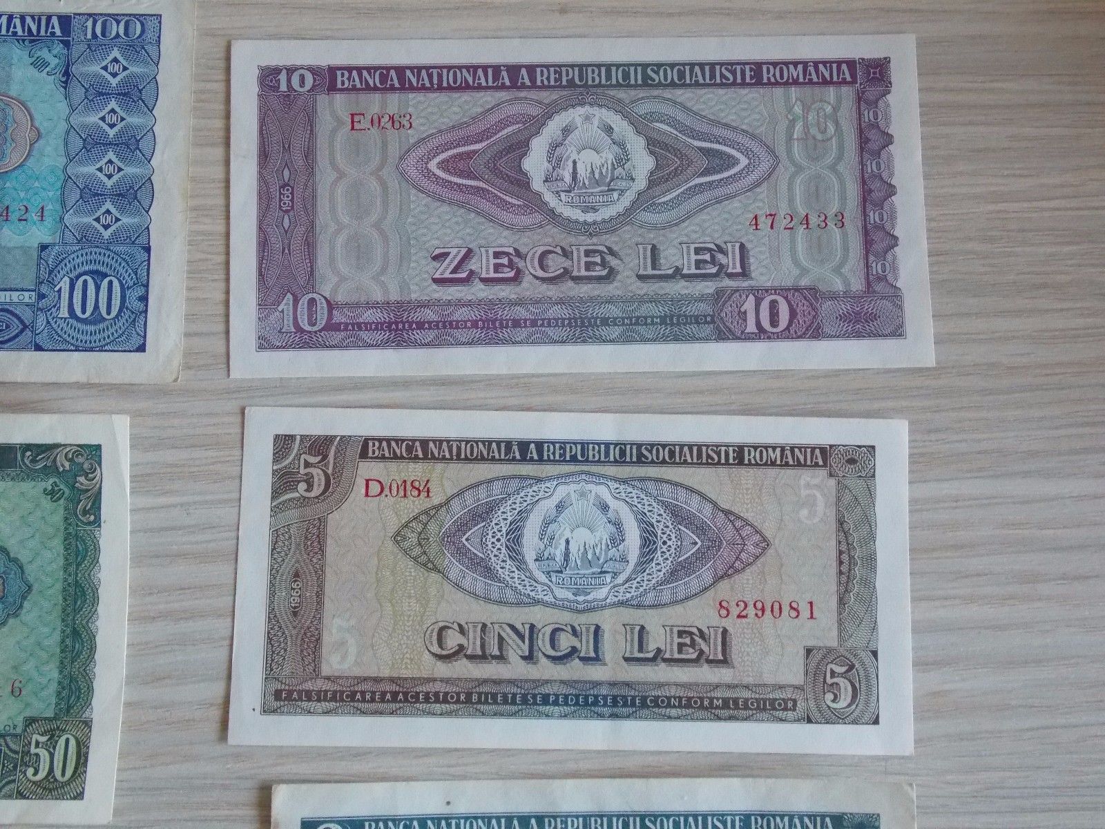 Lot of banknotes Romania RSR -1,3,5,10,25,50 and 100 -1966