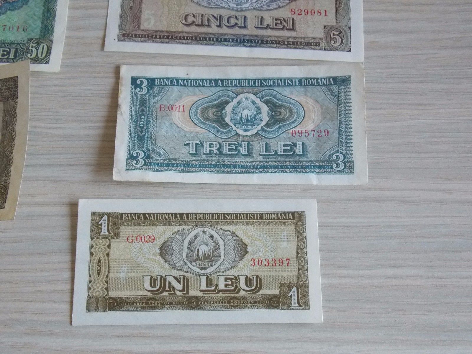 Lot of banknotes Romania RSR -1,3,5,10,25,50 and 100 -1966