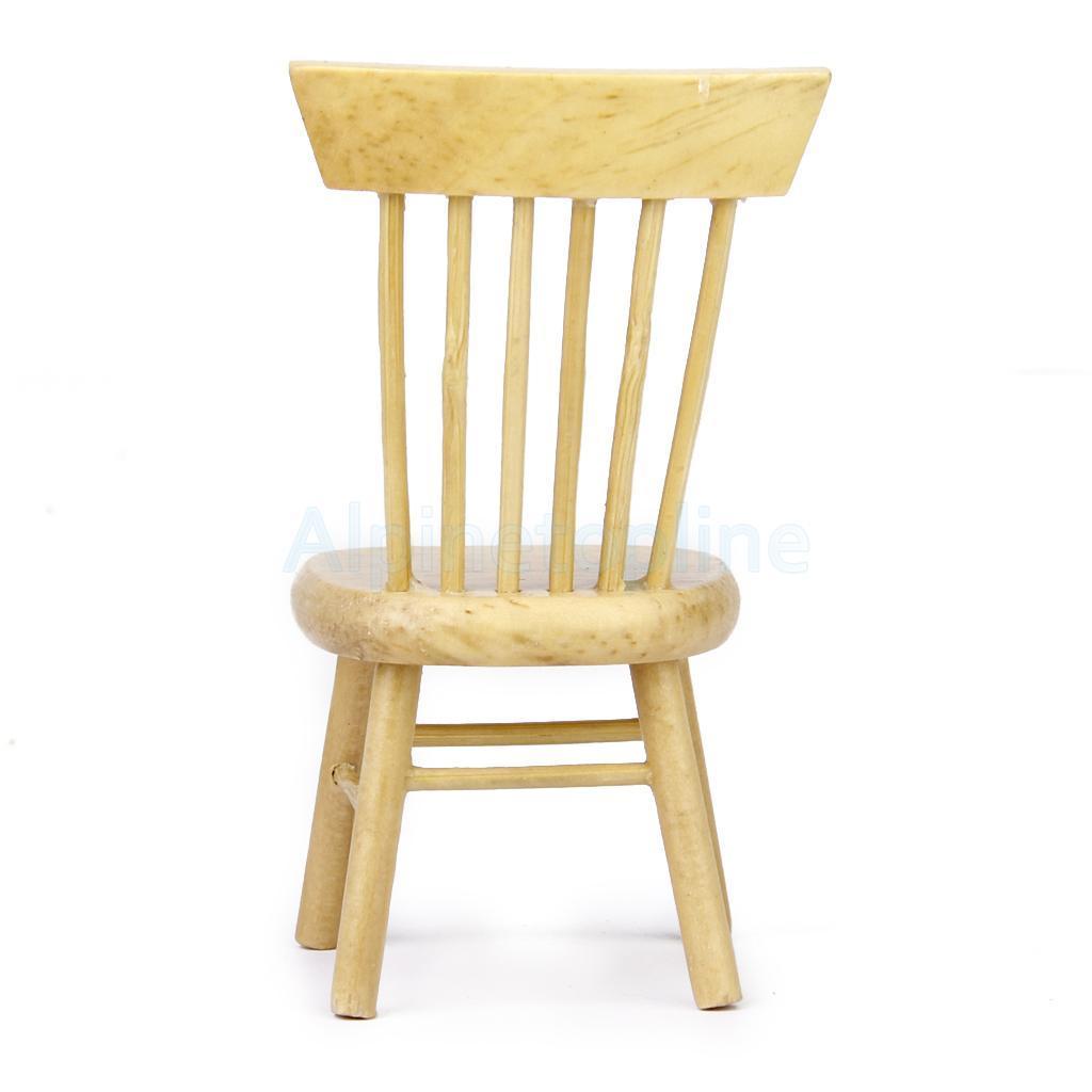 New Miniature Dining Furniture Natural Wooden Chair for 1/12 Dollhouse Accessory