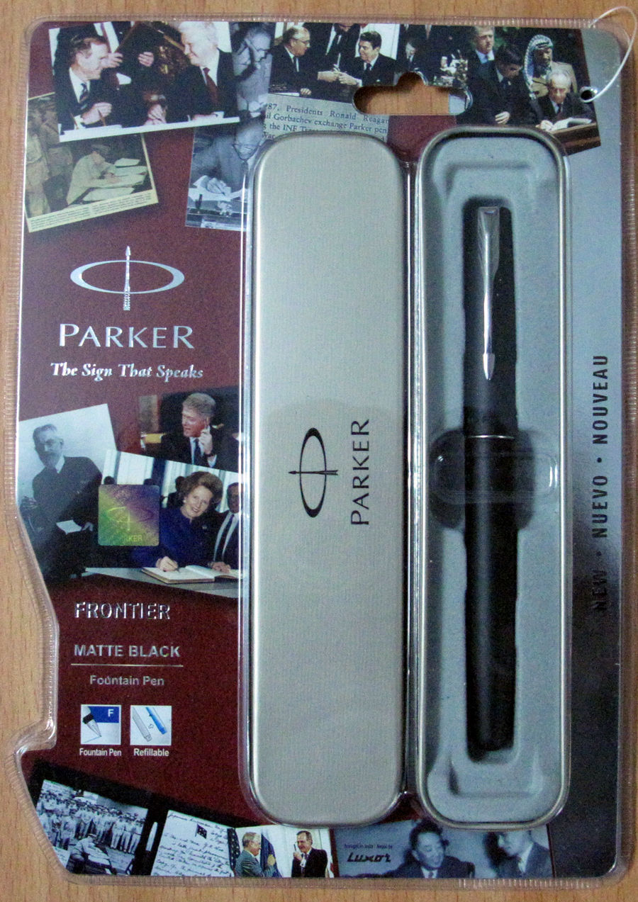 Parker Frontier Matte Black CT Chrome Trim Fountain Ink Pen Thanks giving gift