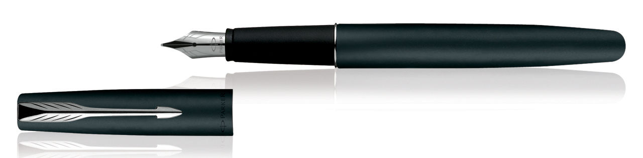 Parker Frontier Matte Black CT Chrome Trim Fountain Ink Pen Thanks giving gift