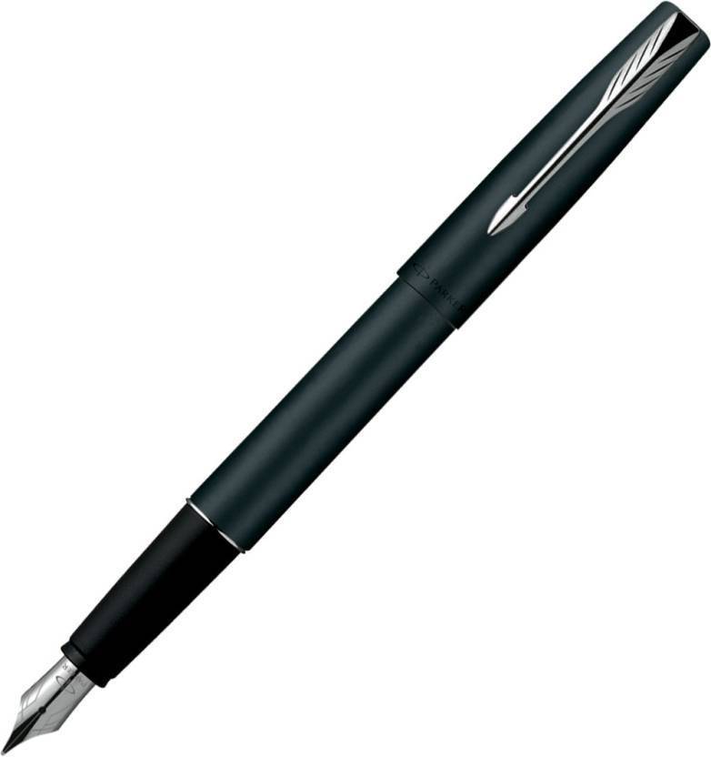 Parker Frontier Matte Black CT Chrome Trim Fountain Ink Pen Thanks giving gift