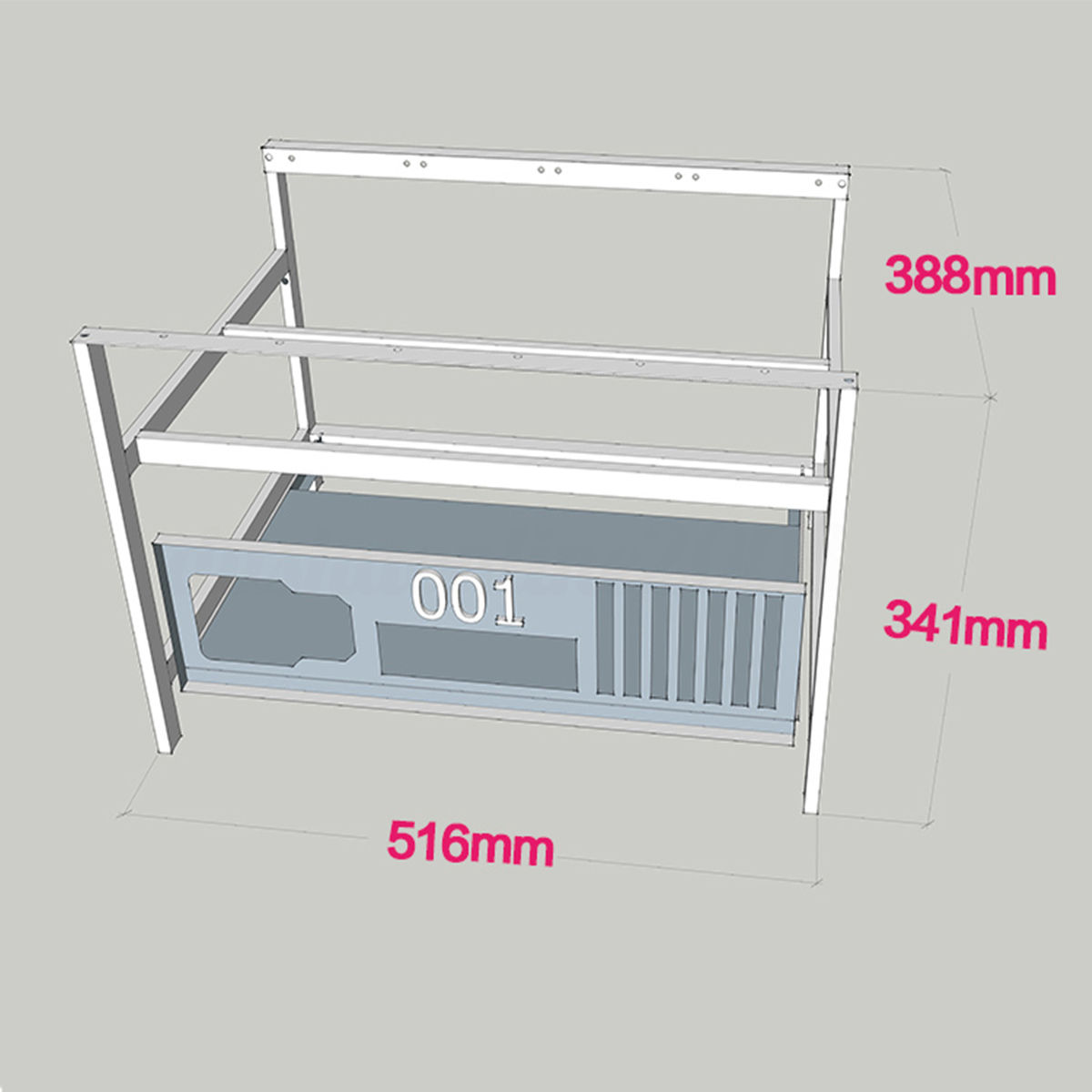 Open Air Mining Miner Frame Rig Case Pour 6 GPU ETH Ethereum+ 4 Fan + 6 Graphics