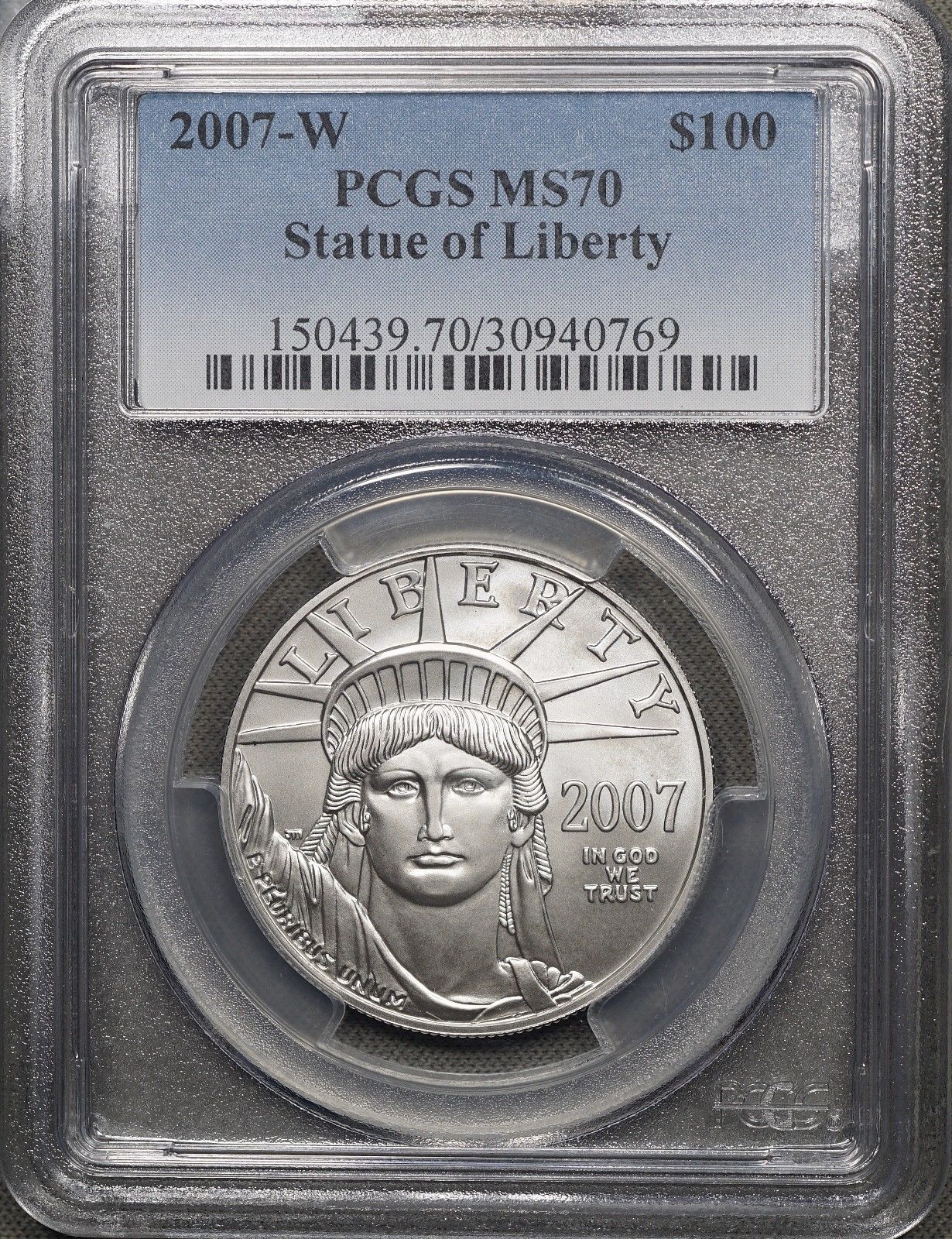 2007 W $100 Platinum Statue of Liberty - PCGS MS70