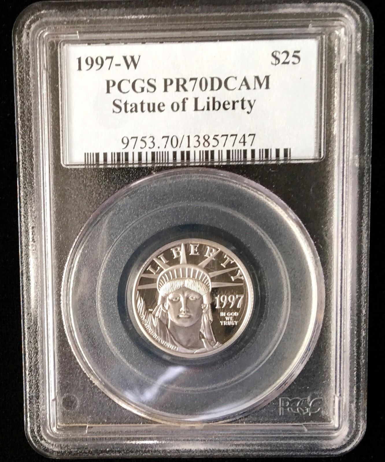 1997-W $25 Platinum Statue of Liberty PR70DCAM PCGS