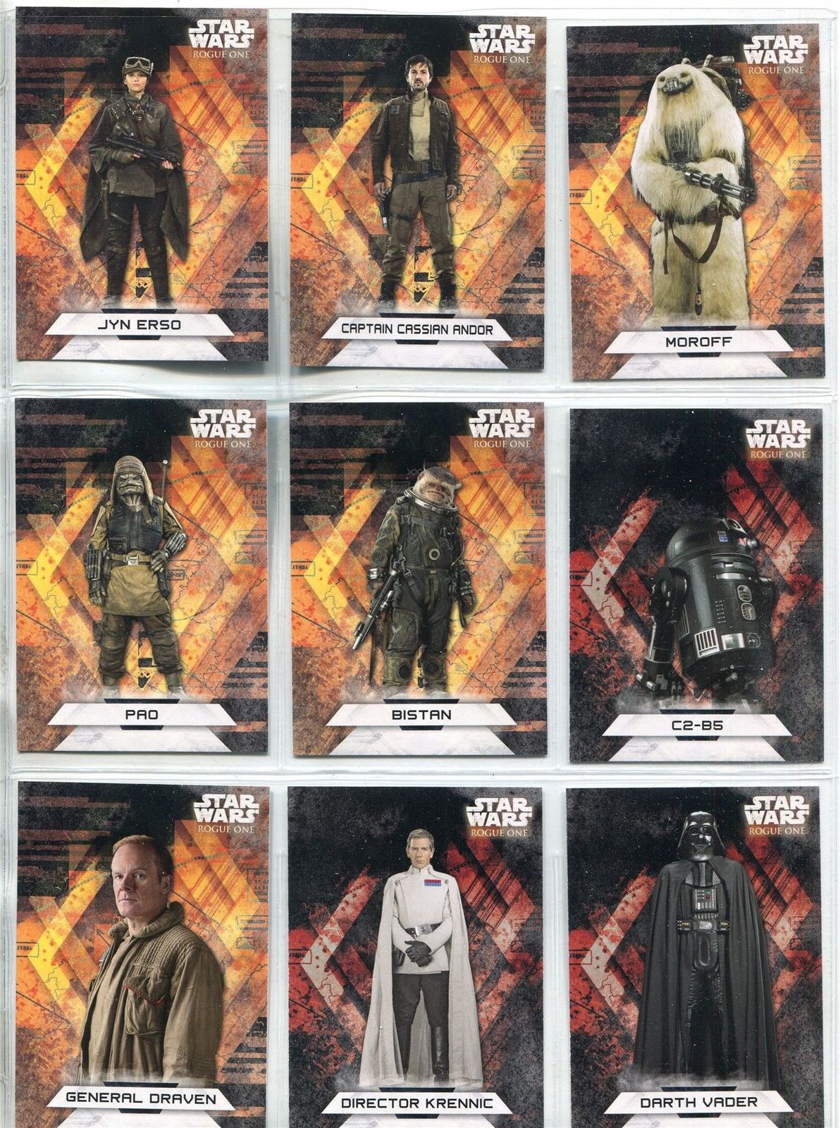 Star Wars Rogue One Series 2 Complete Character Sticker Chase Card Set CS1-18