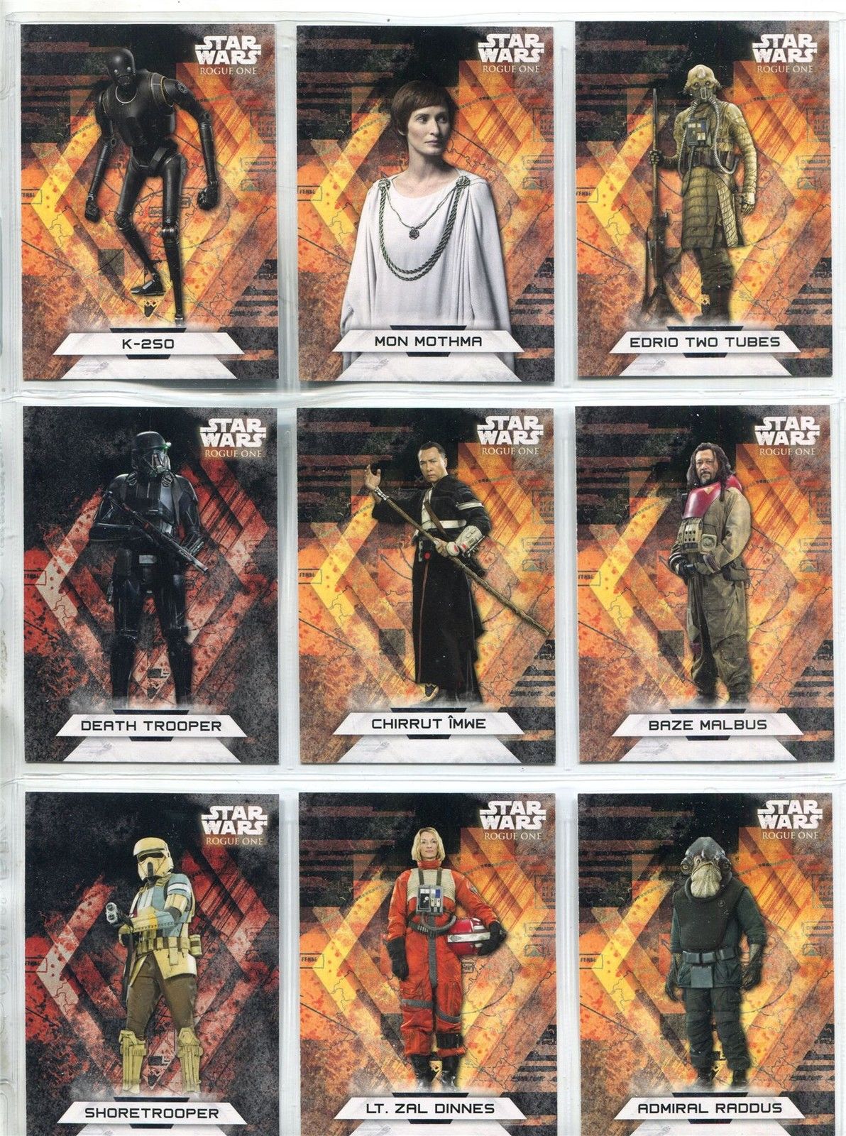 Star Wars Rogue One Series 2 Complete Character Sticker Chase Card Set CS1-18