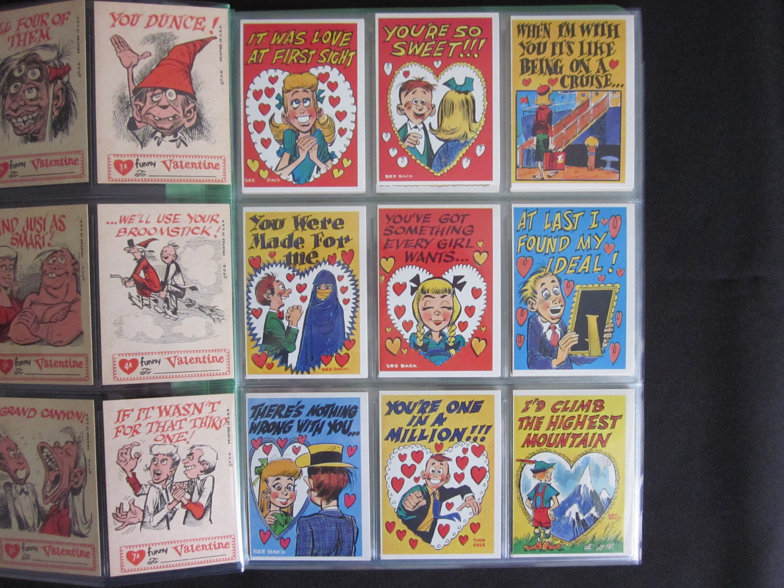 1950’s Topps Funny Valentines Series A Non-Sport Cards Complete Set (66) NM-MT