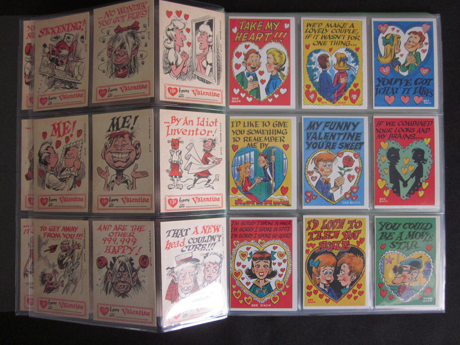 1950’s Topps Funny Valentines Series A Non-Sport Cards Complete Set (66) NM-MT