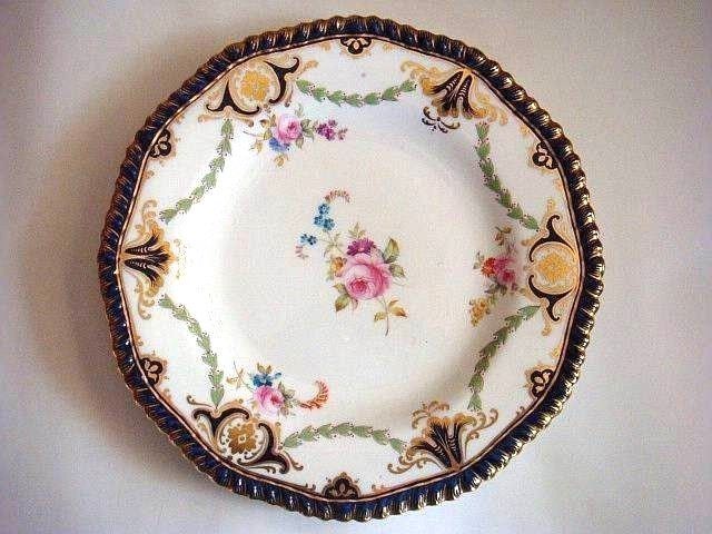 WEDGWOOD  ENGLAND China PLATE  blue gold ROPE EDGE trim ROSES