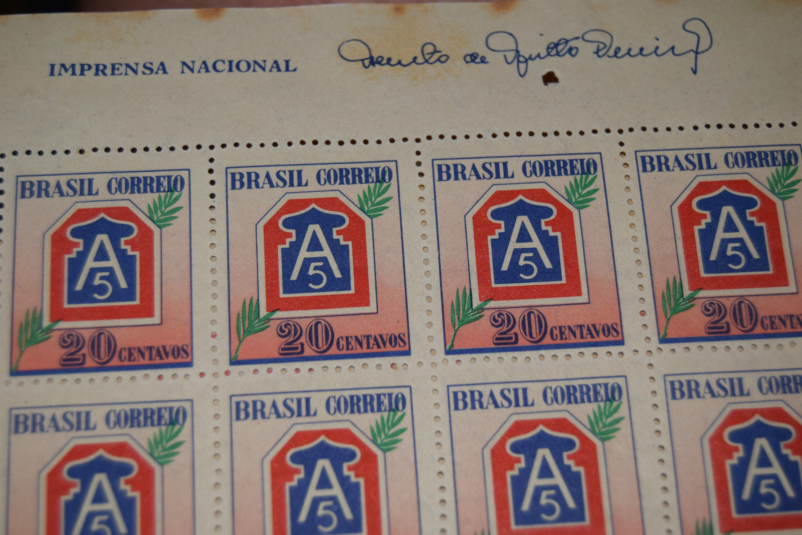 brazil 1945 stamp sheet 90 stamps