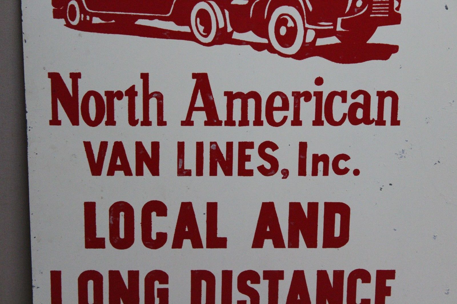 RARE 1950's NORTH AMERICAN MOVING VAN LINES METAL SIGN SEMI GAS OIL TEXAS 66