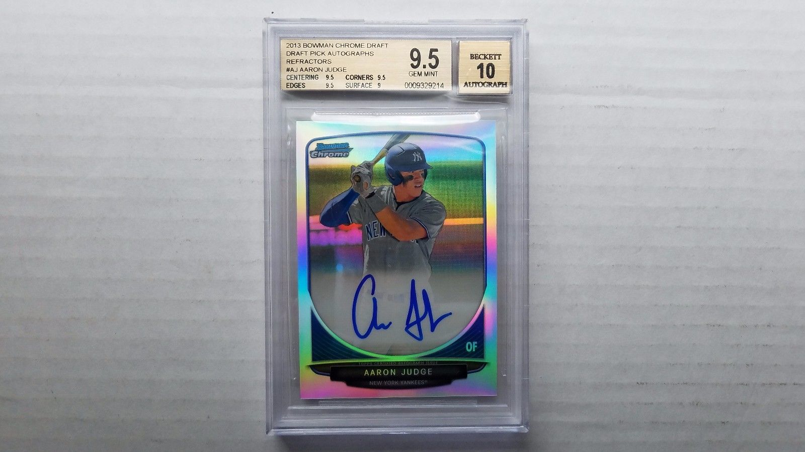 2013 Bowman Chrome Refractor Aaron Judge RC Rookie Signed AUTO BGS 9.5 GEM MINT