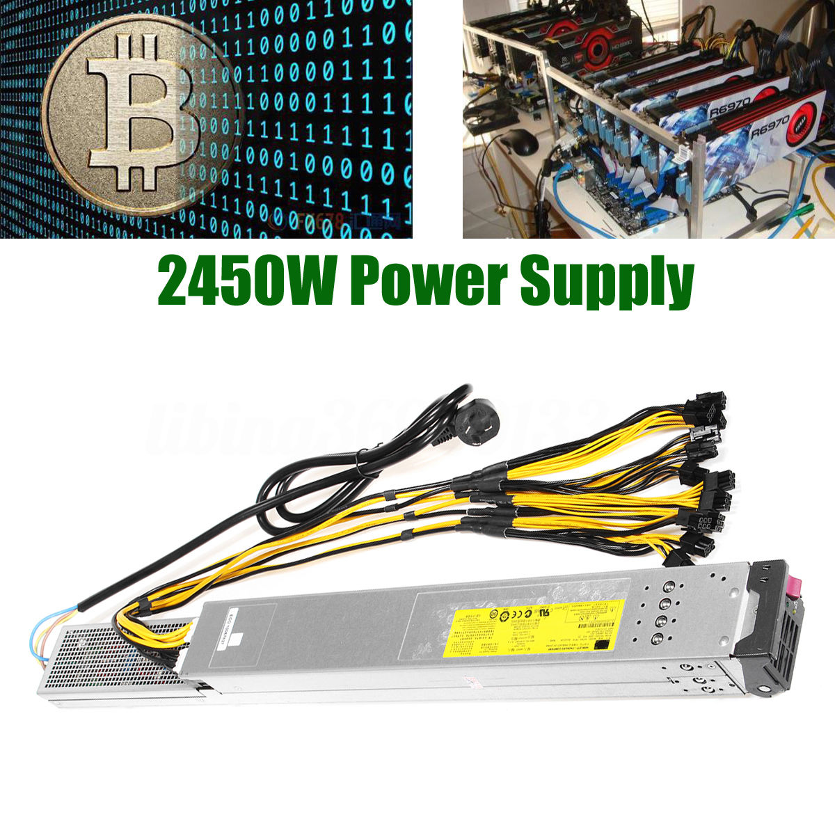 2450W Alimentation Mining 94%Efficiency BTC Litecoin Ethereum Power Supply Miner