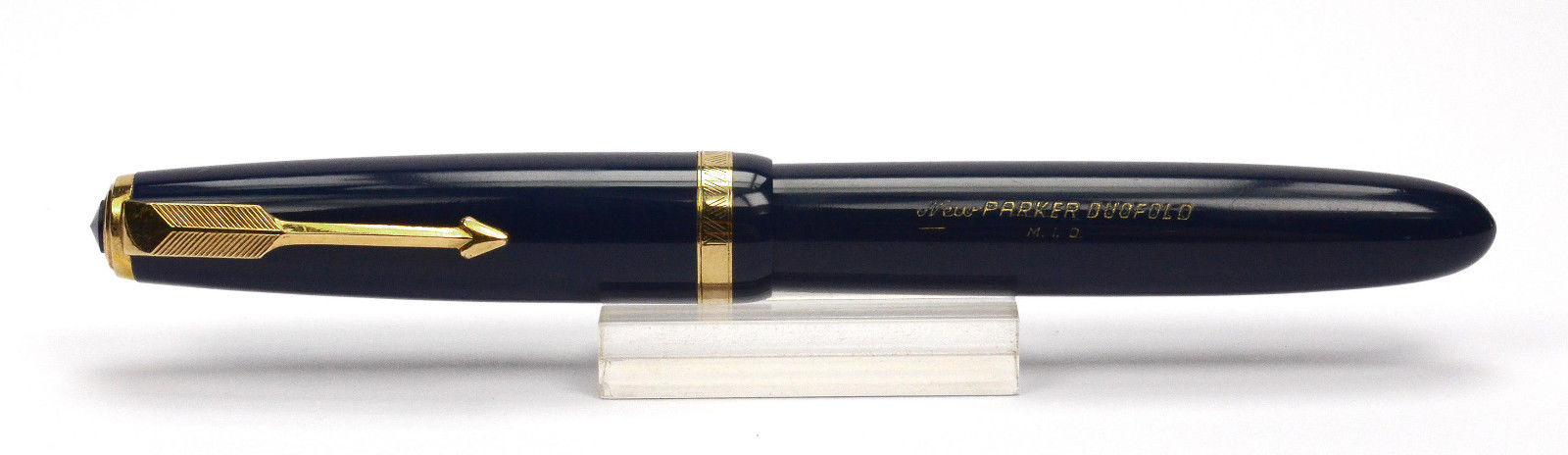 PARKER Duofold Petrol Blue Vintage Fountain Pen Denmark 1950's F Nib