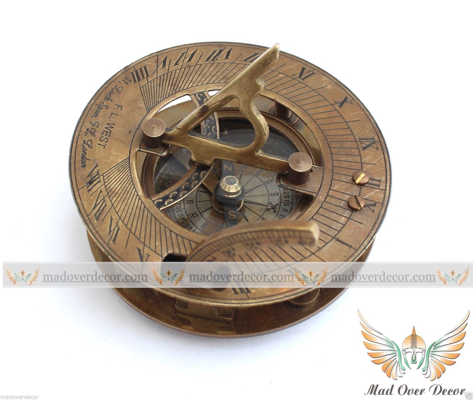 VINTAGE MARITIME WEST LONDON ANTIQUE BRASS SUNDIAL COMPASS NAUTICAL DECOR GIFT