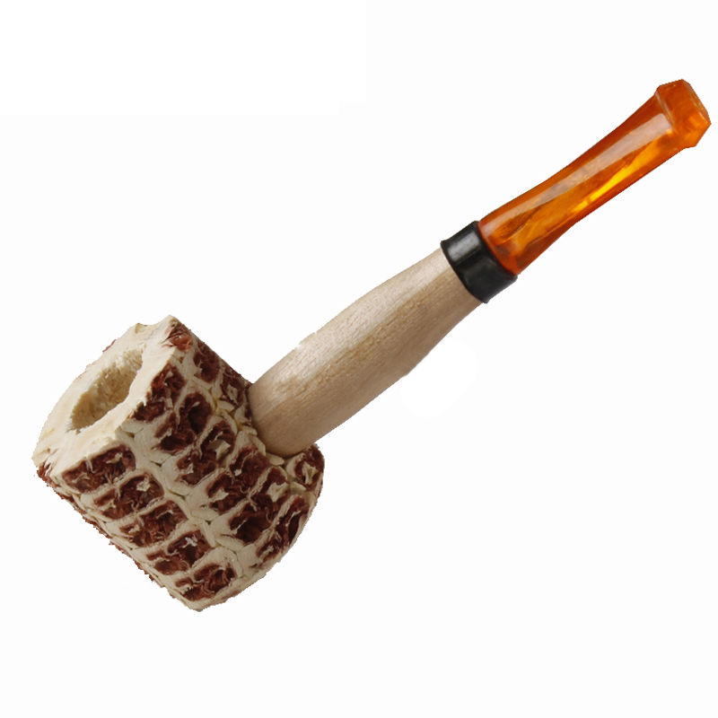 1 Pc Natural Corn Cob Gourd-shaped Cigarette Holder Smoking Pipe Tobacco Pipe