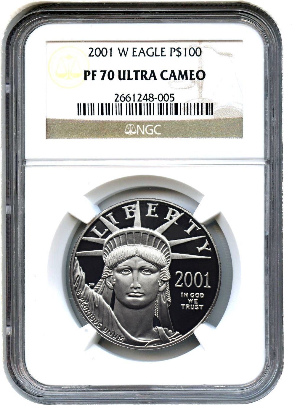 2001-W Platinum Eagle $100 NGC PR 70 UCAM - Statue Liberty 1 oz