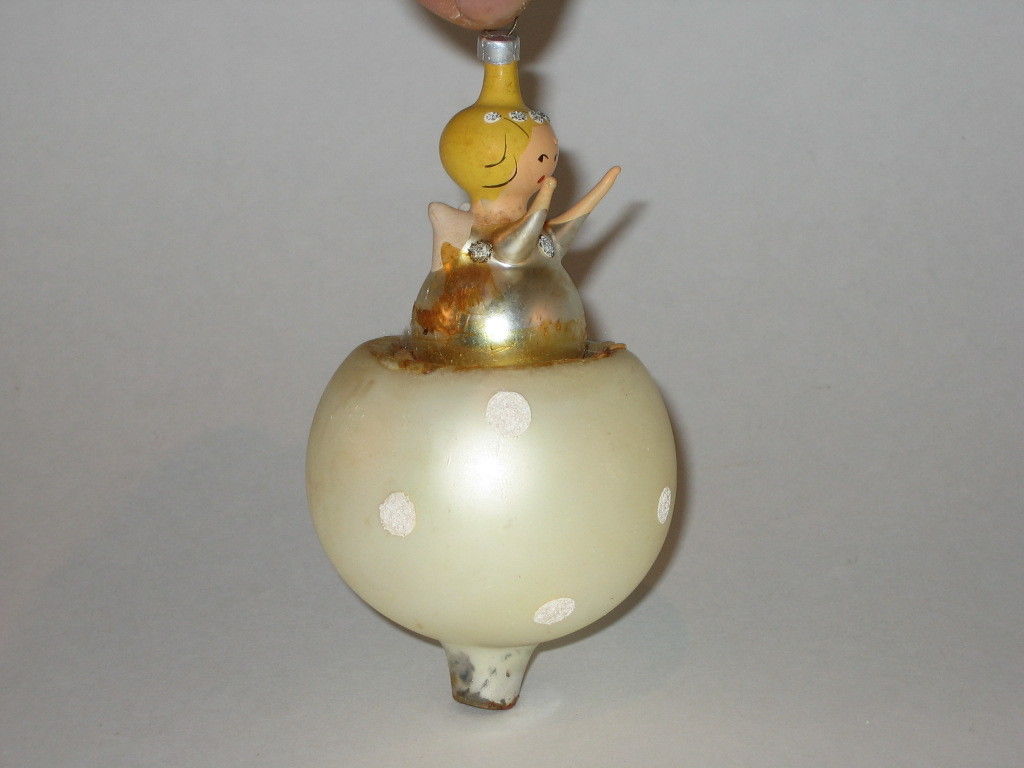 Fairy On A Flower Antique Glass Christmas Ornament Decoration 1950s Italy