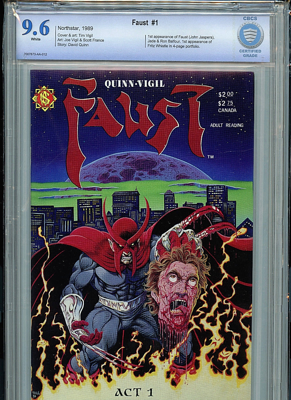 Faust Issue #1 First print CGC 9.6 NM+ New 1988 Tim Vigil Northstar