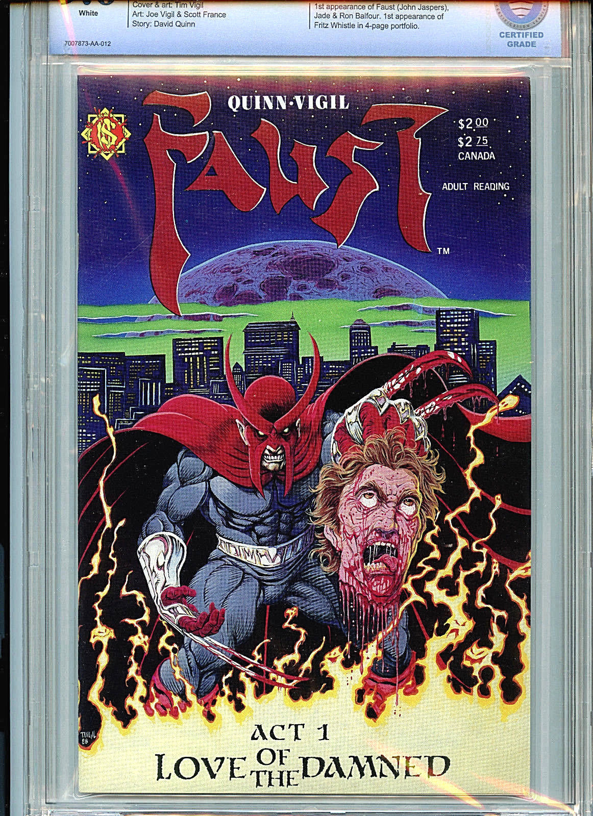 Faust Issue #1 First print CGC 9.6 NM+ New 1988 Tim Vigil Northstar