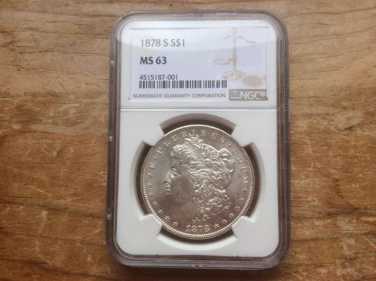 1878-S US Morgan Silver Dollar $1 - NGC MS63