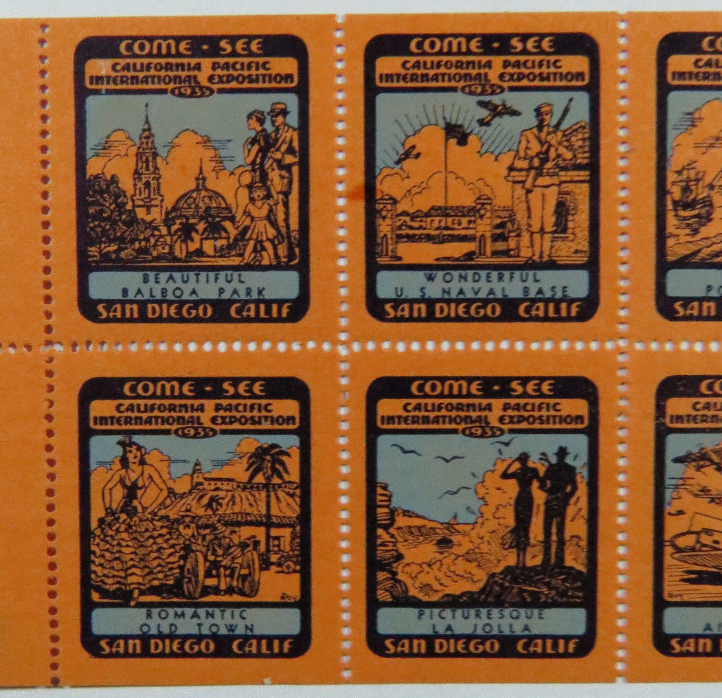 Poster Stamps California Pacific International Exposition 1935 San Diego